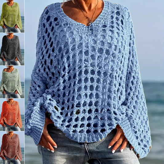 👚 50% OFF NOW! 🌸 Women's Crochet Knit Top – Stylish Open-Knit, Relaxed Fit & Breathable ☀️